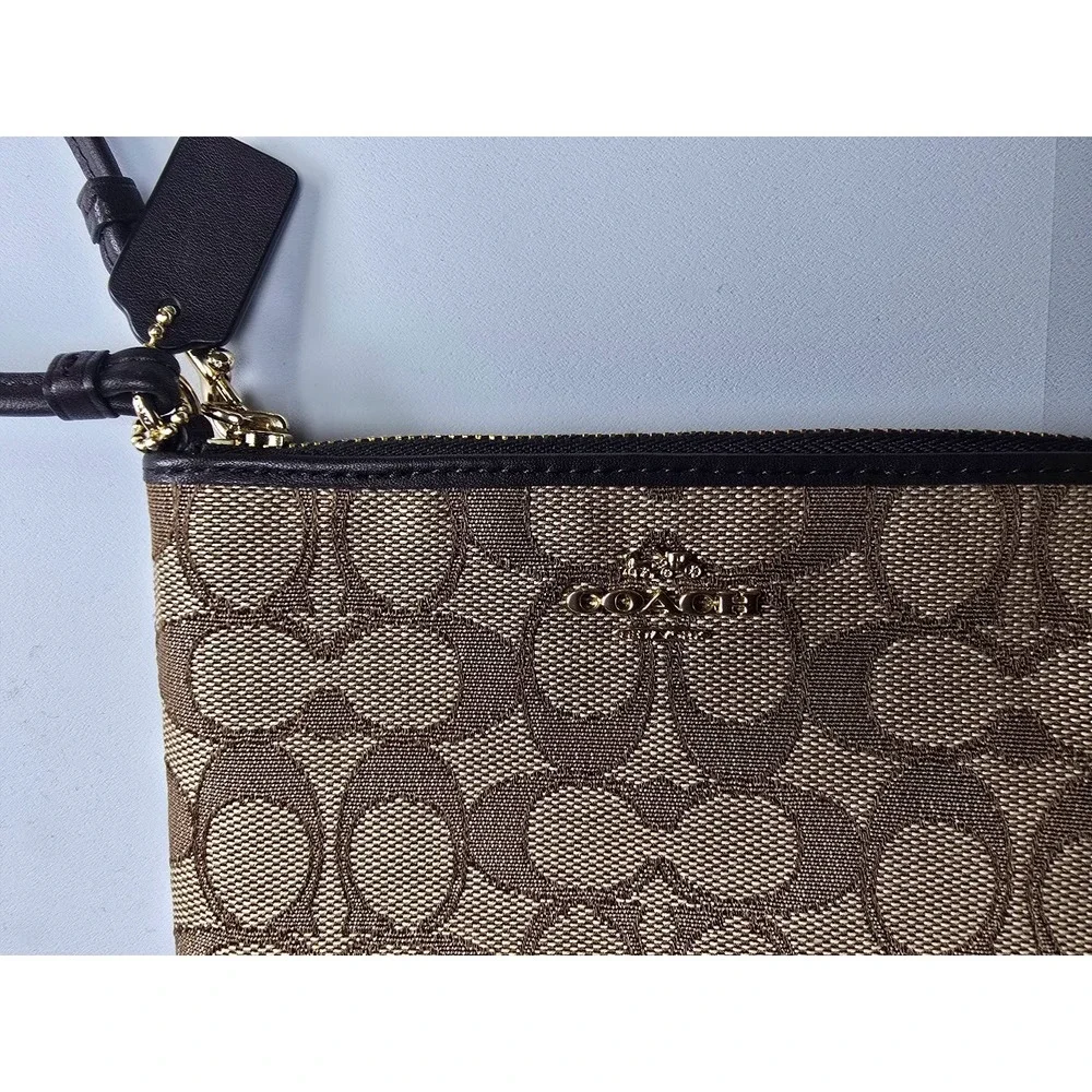 Coach Signature Brown/Beige Wristlet-Gold Logo-6